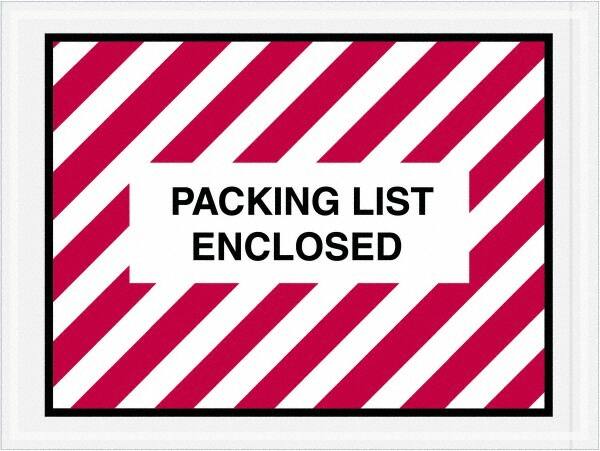 Value Collection - 1,000 Piece, 4-1/2" Long x 6" Wide, Packing List Envelope - Packing List Enclosed, Red/White - Americas Industrial Supply