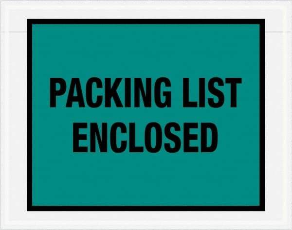 Value Collection - 1,000 Piece, 7" Long x 5-1/2" Wide, Packing List Envelope - Packing List Enclosed, Green - Americas Industrial Supply