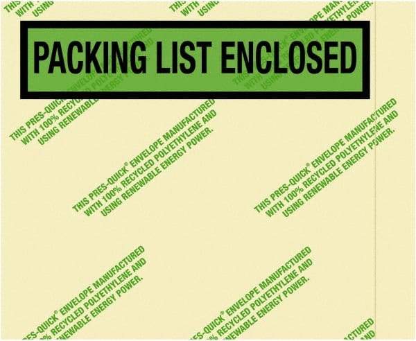 Value Collection - 1,000 Piece, 4-1/2" Long x 5-1/2" Wide, Packing List Envelope - Packing List Enclosed, Green - Americas Industrial Supply