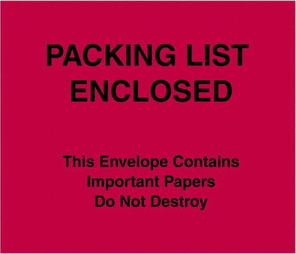 Value Collection - 1,000 Piece, 7" Long x 6" Wide, Packing List Envelope - Packing List Enclosed, Red - Americas Industrial Supply