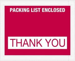 Value Collection - 1,000 Piece, 4-1/2" Long x 5-1/2" Wide, Packing List Envelope - Packing List Enclosed - Thank You, Red - Americas Industrial Supply