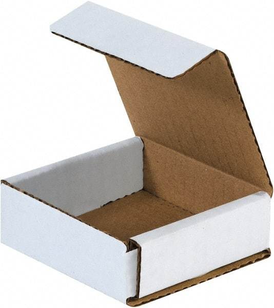 Made in USA - 4" Wide x 4" Long x 1" High Rectangle Crush Proof Mailers - 1 Wall, White - Americas Industrial Supply