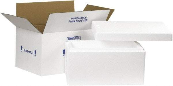 Made in USA - 10" Wide x 17" Long x 8-1/4" High Rectangle Insulated Box - 1 Wall, White - Americas Industrial Supply