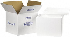 Made in USA - 11-3/4" Wide x 13-3/4" Long x 11-7/8" High Rectangle Insulated Box - 1 Wall, White - Americas Industrial Supply