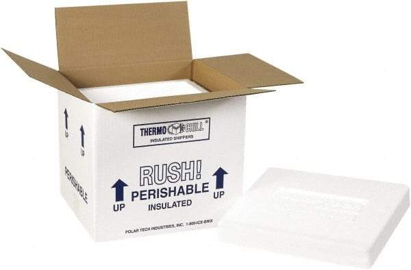 Made in USA - 8-1/4" Wide x 10-1/2" Long x 9-1/4" High Rectangle Insulated Box - 1 Wall, White - Americas Industrial Supply