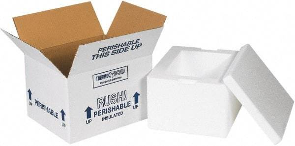 Made in USA - 10" Wide x 12" Long x 7" High Rectangle Insulated Box - 1 Wall, White - Americas Industrial Supply