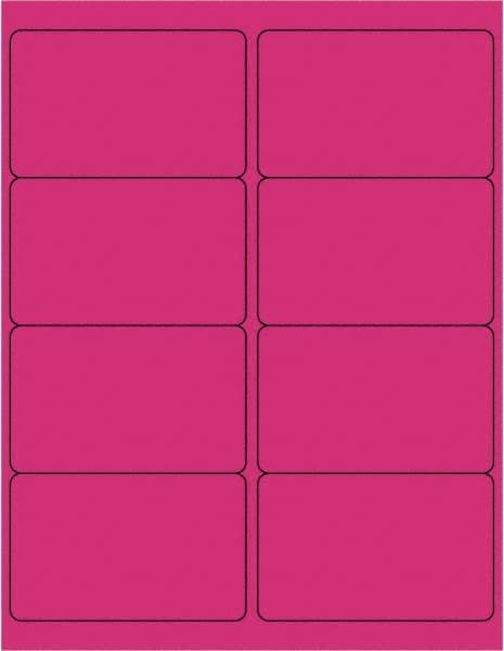 Made in USA - 4" Long, Fluorescent Pink Paper Laser Label - For Laser Printers - Americas Industrial Supply