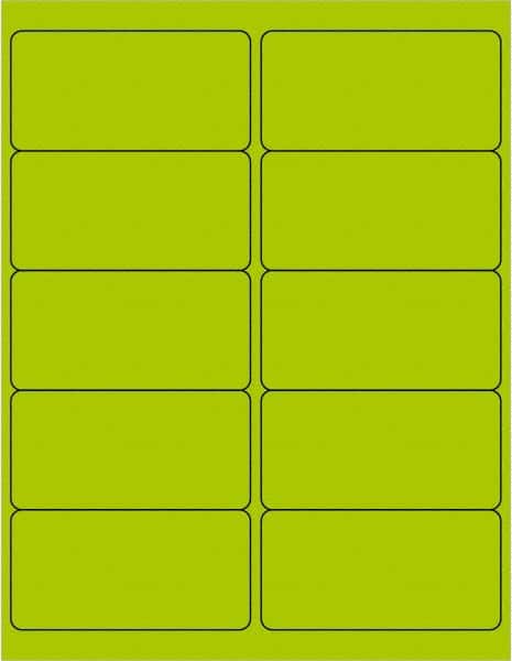 Tape Logic - 4" Long, Fluorescent Green Paper Laser Label - For Laser Printers - Americas Industrial Supply
