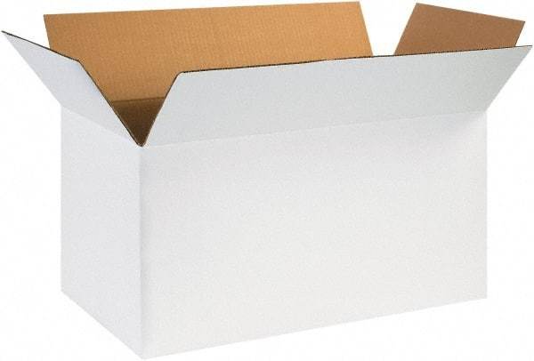 Made in USA - 12" Wide x 24" Long x 12" High Rectangle Corrugated Shipping Box - 1 Wall, White, 65 Lb Capacity - Americas Industrial Supply