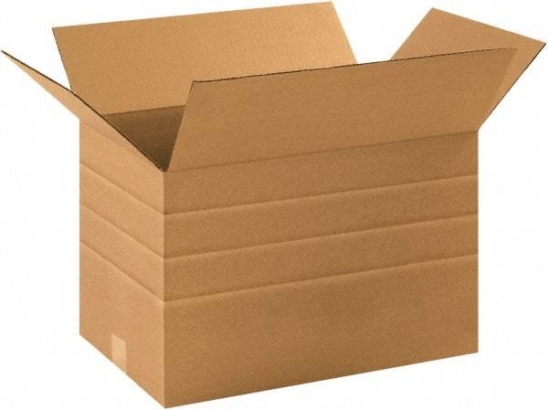 Made in USA - 12" Wide x 16" Long x 10" High Rectangle Multi-Depth Box - 1 Wall, Kraft (Color), 65 Lb Capacity - Americas Industrial Supply