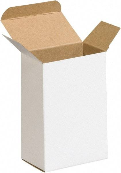 Made in USA - 1-3/4" Wide x 2-1/2" Long x 4" High Rectangle Chipboard Box - 1 Wall, White - Americas Industrial Supply