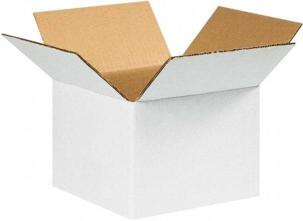 Made in USA - 8" Wide x 8" Long x 6" High Square Corrugated Shipping Box - 1 Wall, White, 65 Lb Capacity - Americas Industrial Supply