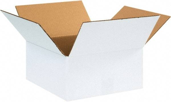 Made in USA - 12" Wide x 12" Long x 6" High Rectangle Corrugated Shipping Box - 1 Wall, White, 65 Lb Capacity - Americas Industrial Supply