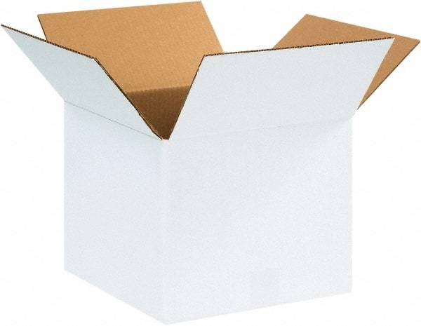 Made in USA - 12" Wide x 12" Long x 10" High Rectangle Corrugated Shipping Box - 1 Wall, White, 65 Lb Capacity - Americas Industrial Supply