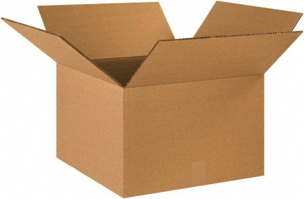 Made in USA - 18" Wide x 18" Long x 12" High Rectangle Heavy Duty Corrugated Box - 2 Walls, Kraft (Color), 100 Lb Capacity - Americas Industrial Supply
