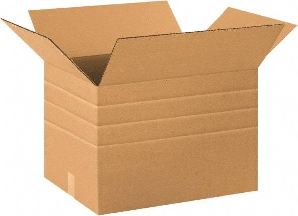 Made in USA - 12" Wide x 20" Long x 12" High Rectangle Multi-Depth Box - 1 Wall, Kraft (Color), 65 Lb Capacity - Americas Industrial Supply