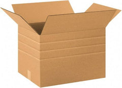 Made in USA - 12" Wide x 20" Long x 12" High Rectangle Multi-Depth Box - 1 Wall, Kraft (Color), 65 Lb Capacity - Americas Industrial Supply