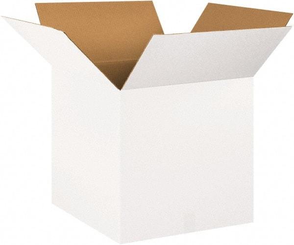 Made in USA - 20" Wide x 20" Long x 20" High Square Corrugated Shipping Box - 1 Wall, White, 65 Lb Capacity - Americas Industrial Supply