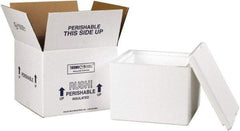 Made in USA - 9-1/2" Wide x 9-1/2" Long x 7" High Rectangle Insulated Box - 1 Wall, White - Americas Industrial Supply