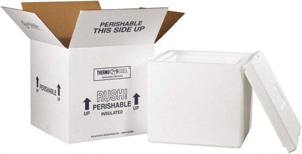 Made in USA - 12" Wide x 12" Long x 11-1/2" High Rectangle Insulated Box - 1 Wall, White - Americas Industrial Supply
