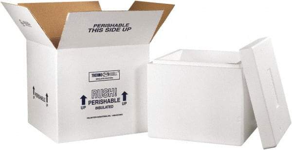 Made in USA - 16-3/4" Wide x 16-3/4" Long x 15" High Rectangle Insulated Box - 1 Wall, White - Americas Industrial Supply