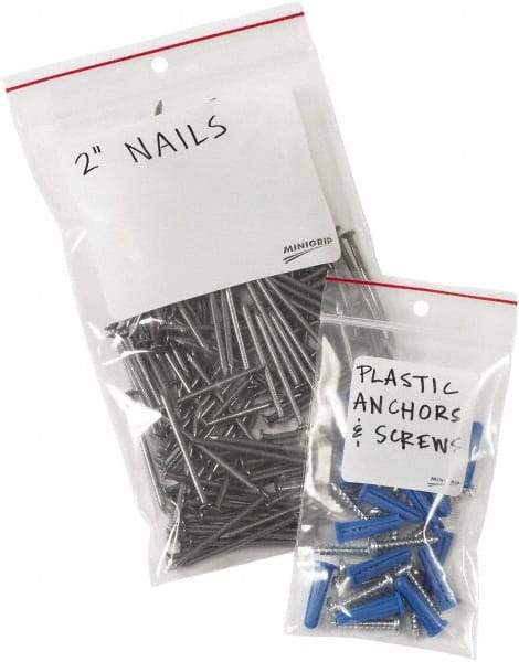 Minigrip - 3 x 4", 4 mil Minigrip White Block Reclosable Polybags - Clear - Americas Industrial Supply