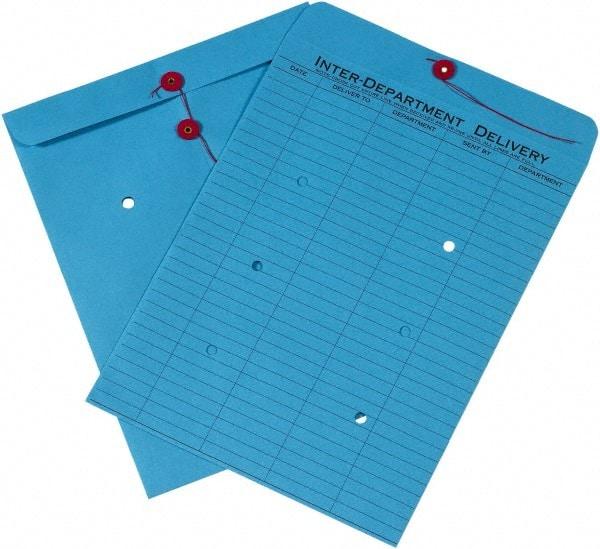 Made in USA - 13" Long x 10" Wide Draw String Inter-Department Envelope - Blue - Americas Industrial Supply