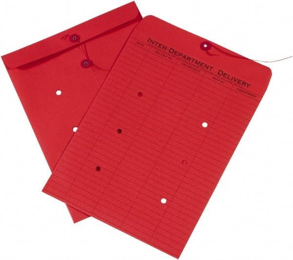 Made in USA - 13" Long x 10" Wide Draw String Inter-Department Envelope - Red - Americas Industrial Supply
