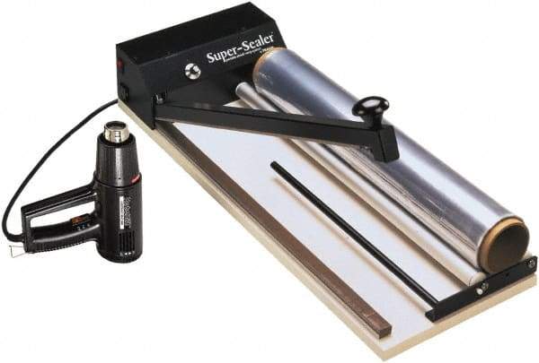 Made in USA - 13" Wide, Portable Shrink Wrap System - Contains Bar Sealer, Variable Temp Heat Gun, 12"x100 Roll of 75 Gauge PVC Shink Film, 1 Super Sealer Service Kit - Americas Industrial Supply