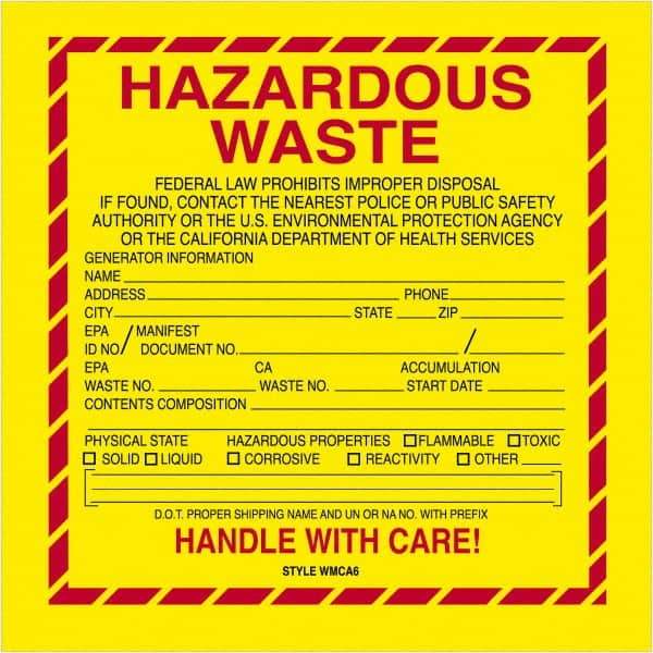 Tape Logic - 6" Long, Yellow/Red/Black/Gray Vinyl D.O.T. Labels - For Multi-Use - Americas Industrial Supply