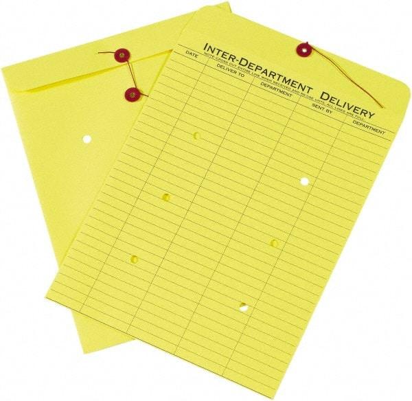 Made in USA - 13" Long x 10" Wide Draw String Inter-Department Envelope - Yellow - Americas Industrial Supply