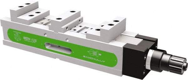 Samchully - 125mm Jaw Width, 141, 144.5, 187 & 190.5mm Jaw Opening Capacity, Horizontal Stationary Machine Vise - Manual Operation, 2 Stations, 671mm Long x 38.1mm Deep, 40mm Jaw Height, Alloy Steel - Americas Industrial Supply