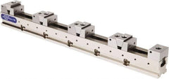 Samchully - 50mm Jaw Width, 500, 215, 120 & 75mm Jaw Opening Capacity, Horizontal Stationary Machine Vise - Manual Operation, 4 Stations, 600mm Long x 24.9mm Deep, 25mm Jaw Height, Alloy Steel - Americas Industrial Supply