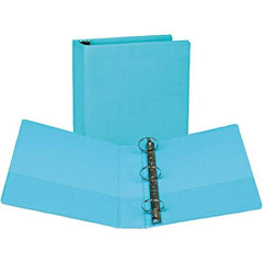 Samsill - 400 Sheet Capacity, 8-1/2 x 11", View Ring Binder - Vinyl Covered Chipboard, Turquoise - Americas Industrial Supply