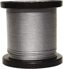 Loos & Co. - 500' Long, 1/4" x 1/4" Diam, Stainless Steel Wire Rope - 7,000 Lb Breaking Strength, 7 x 19 - Americas Industrial Supply