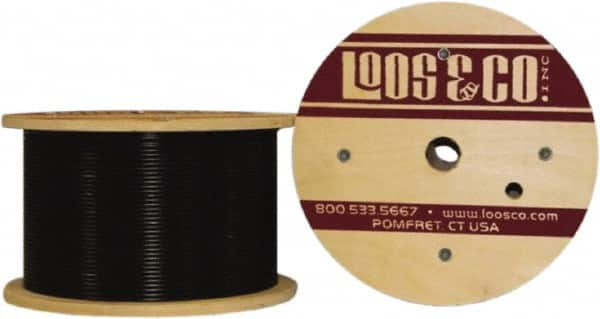 Loos & Co. - 1/16" x 3/64" Diam, Steel Wire Rope - 270 Lb Breaking Strength, 7 x 7, Nylon Coating - Americas Industrial Supply