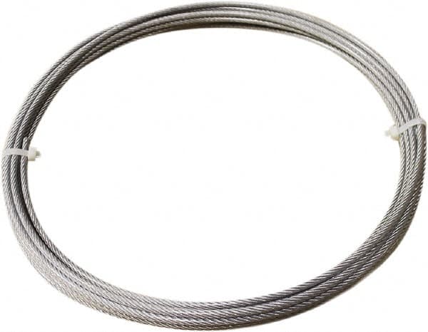 Loos & Co. - 1/8" x 3/32" Diam, Stainless Steel Wire Rope - 920 Lb Breaking Strength, 7 x 7, Vinyl Coating - Americas Industrial Supply