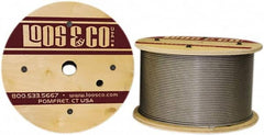 Loos & Co. - 1/16" x 3/64" Diam, Galvanized Steel Wire Rope - 270 Lb Breaking Strength, 7 x 7, Vinyl Coating - Americas Industrial Supply