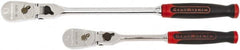 GearWrench - 1/4" & 3/8" Drive Pear Head Ratchet Set - Full Polish Chrome Finish, 8.23" & 13.63" OAL, 84 Gear Teeth, Cushion Grip Handle, Flex Head - Americas Industrial Supply