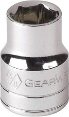 GearWrench - 1/2", 1/4" Drive, Standard Hand Socket - 6 Points, 1" OAL, Alloy Steel, Chrome Finish - Americas Industrial Supply