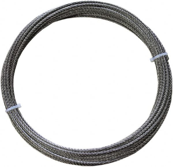 Loos & Co. - 1/16" x 1/16" Diam, Stainless Steel Wire Rope - 360 Lb Breaking Strength, 7 x 7 - Americas Industrial Supply