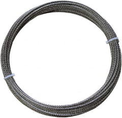 Loos & Co. - 100' Long, 3/16" x 3/16" Diam, Stainless Steel Wire Rope - 3,700 Lb Breaking Strength, 7 x 7 - Americas Industrial Supply