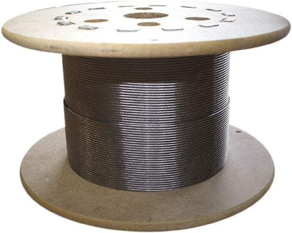 Loos & Co. - 500' Long, 3/16" x 3/16" Diam, Stainless Steel Wire Rope - 3,700 Lb Breaking Strength, 7 x 7 - Americas Industrial Supply