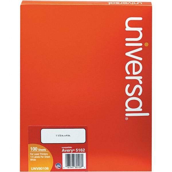 UNIVERSAL - 4" Long, White Paper Laser Label - For Inkjet Printers, Laser Printers - Americas Industrial Supply