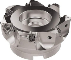 Seco - 100mm Cut Diam, 32mm Arbor Hole, 6.96mm Max Depth of Cut, 92° Indexable Chamfer & Angle Face Mill - 7 Inserts, XNEX080816 Insert, Right Hand Cut, 7 Flutes, Through Coolant, Series R220.79 - Americas Industrial Supply