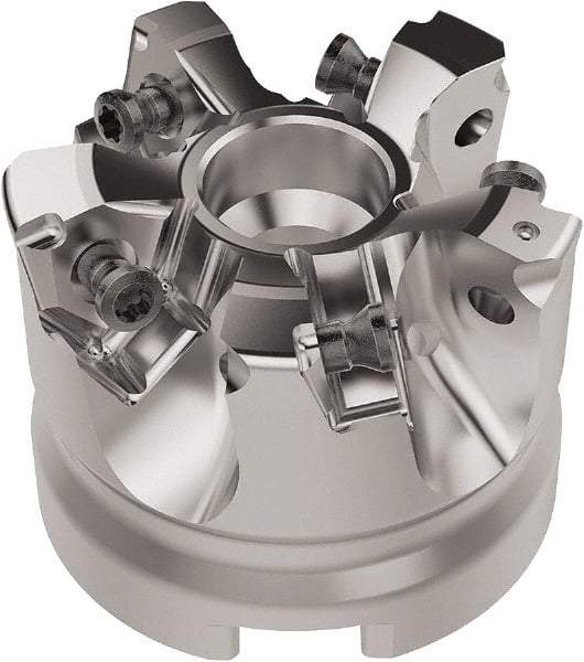 Seco - 50mm Cut Diam, 22mm Arbor Hole, 6.96mm Max Depth of Cut, 92° Indexable Chamfer & Angle Face Mill - 5 Inserts, XNEX080816 Insert, Right Hand Cut, 5 Flutes, Through Coolant, Series R220.79 - Americas Industrial Supply