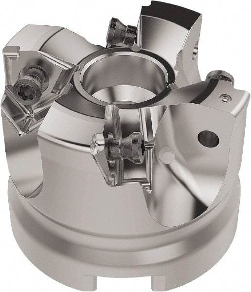 Seco - 50mm Cut Diam, 22mm Arbor Hole, 6.96mm Max Depth of Cut, 92° Indexable Chamfer & Angle Face Mill - 4 Inserts, XNEX080816 Insert, Right Hand Cut, 4 Flutes, Through Coolant, Series R220.79 - Americas Industrial Supply