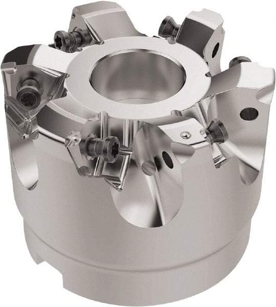 Seco - 2-1/2" Cut Diam, 1" Arbor Hole, 6.96mm Max Depth of Cut, 92° Indexable Chamfer & Angle Face Mill - 6 Inserts, XNEX080816 Insert, Right Hand Cut, 6 Flutes, Through Coolant, Series R220.79 - Americas Industrial Supply