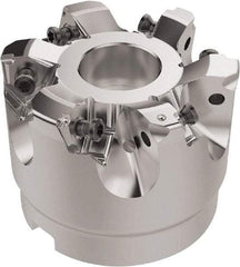 Seco - 2-1/2" Cut Diam, 1" Arbor Hole, 6.96mm Max Depth of Cut, 92° Indexable Chamfer & Angle Face Mill - 6 Inserts, XNEX080816 Insert, Right Hand Cut, 6 Flutes, Through Coolant, Series R220.79 - Americas Industrial Supply