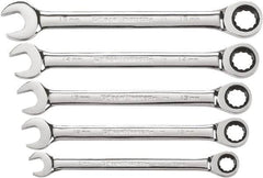 GearWrench - 5 Piece, 10mm to 15mm, 12 Point Combination Wrench Set - Metric Measurement Standard, Chrome Finish - Americas Industrial Supply